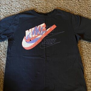 Nike Kids Black Shirt With Red and Purple Coloring on The Logo